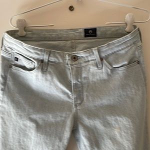 AG light denim ankle leggings.
